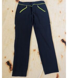 Polo Golf Ralph Lauren Navy Blue Lime Green Trim Side Zip Trousers Pants Size 2